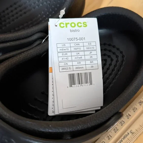 New With Tags Black Bistro CROCS Work Clogs Mens 8 Women's 10 USA Shoes - Picture 8 of 12